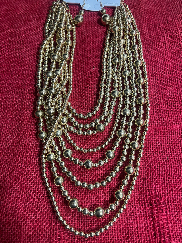 Lilly Gold Ball Necklace Set