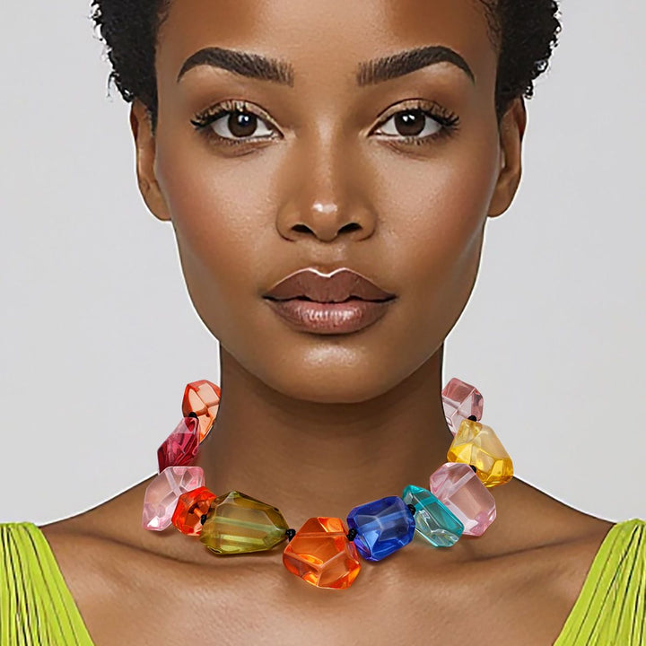 Toggle Chunky Transparent Multitone Bead Necklace