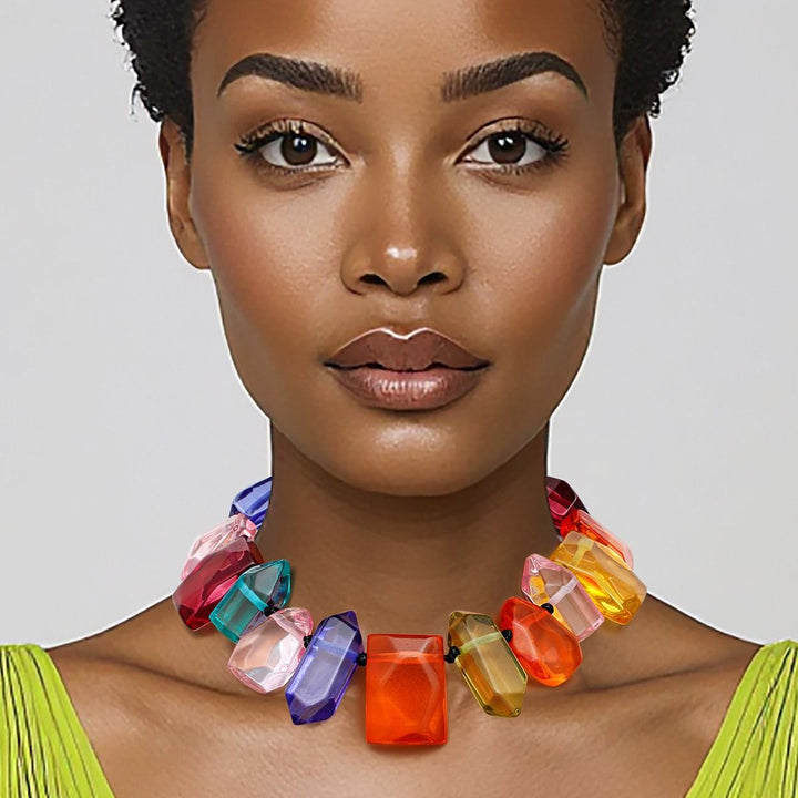 Toggle Chunky Transparent Multicolor Bead Necklace