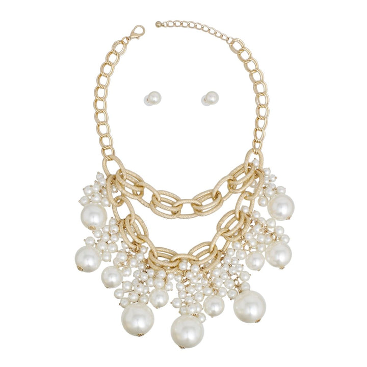 Bib Dreamy Drop Cream Pearl Gold Chain Necklace