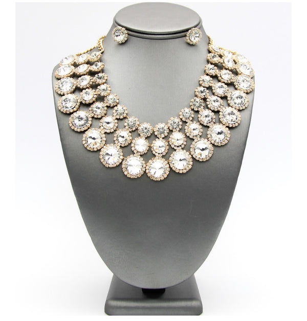 Crystal Gem Collar Necklace Set