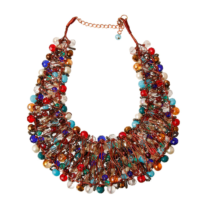 Multi Color and Hematite Bead Copper Bib