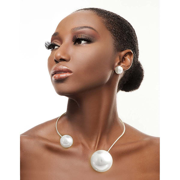 Silver Rigid Wrap Pearl Choker