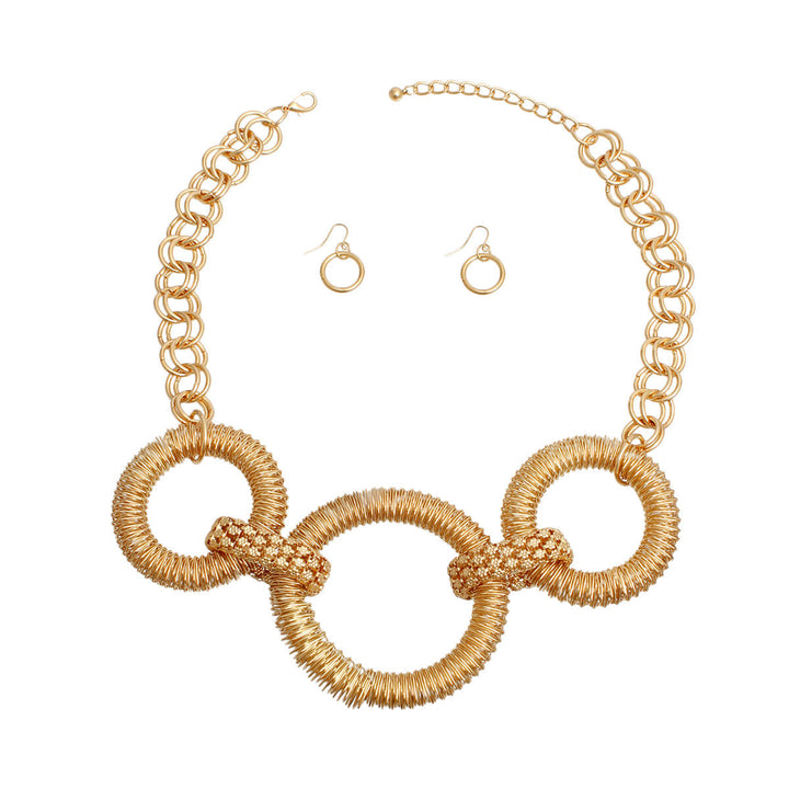 Gold Triple Mesh Ring Necklace